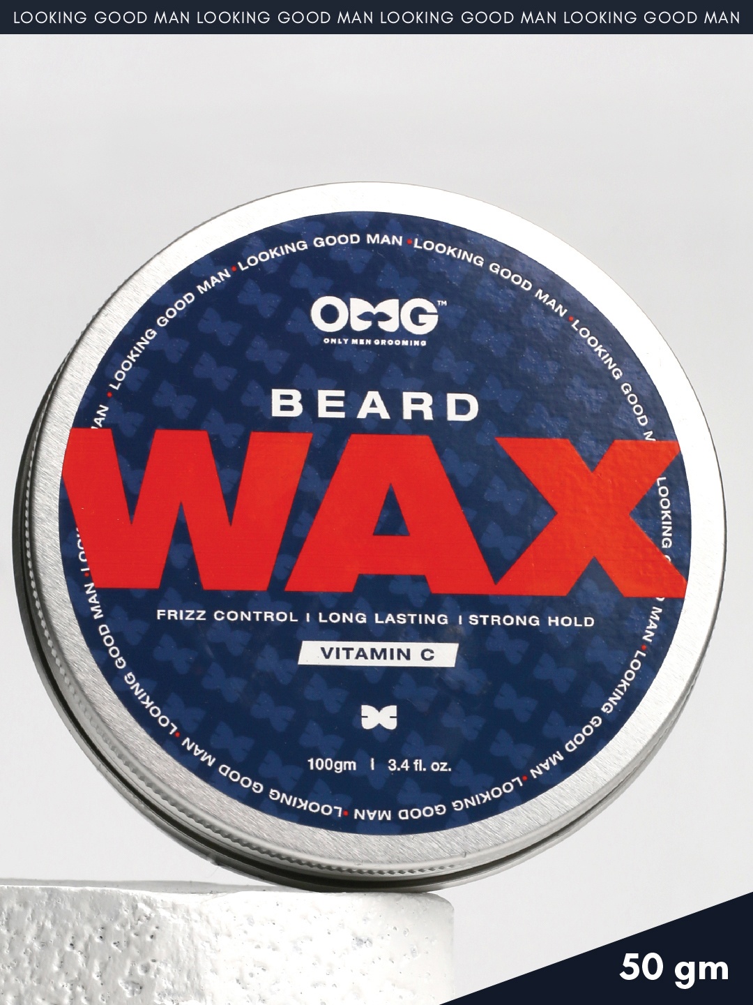 

OnlyMenGrooming Long Lasting Vitamin C Beard Wax For Frizz Control 100g, Blue
