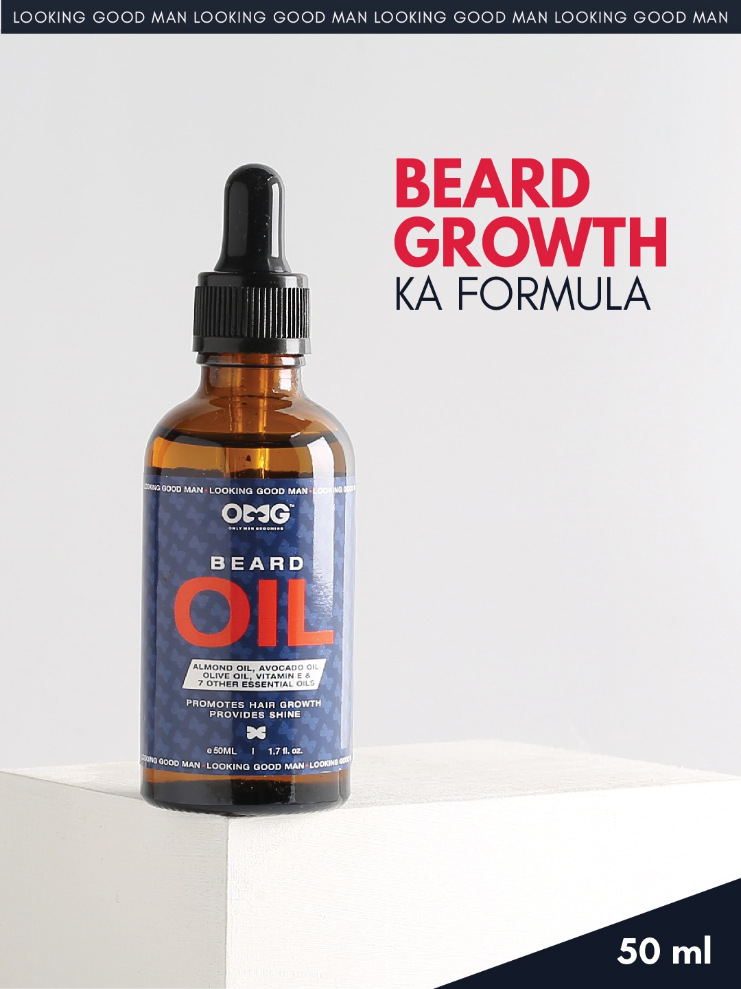

OnlyMenGrooming Beard Oil Enriched With Vitamin E & 100% Natural Ingredients 50ml, Blue