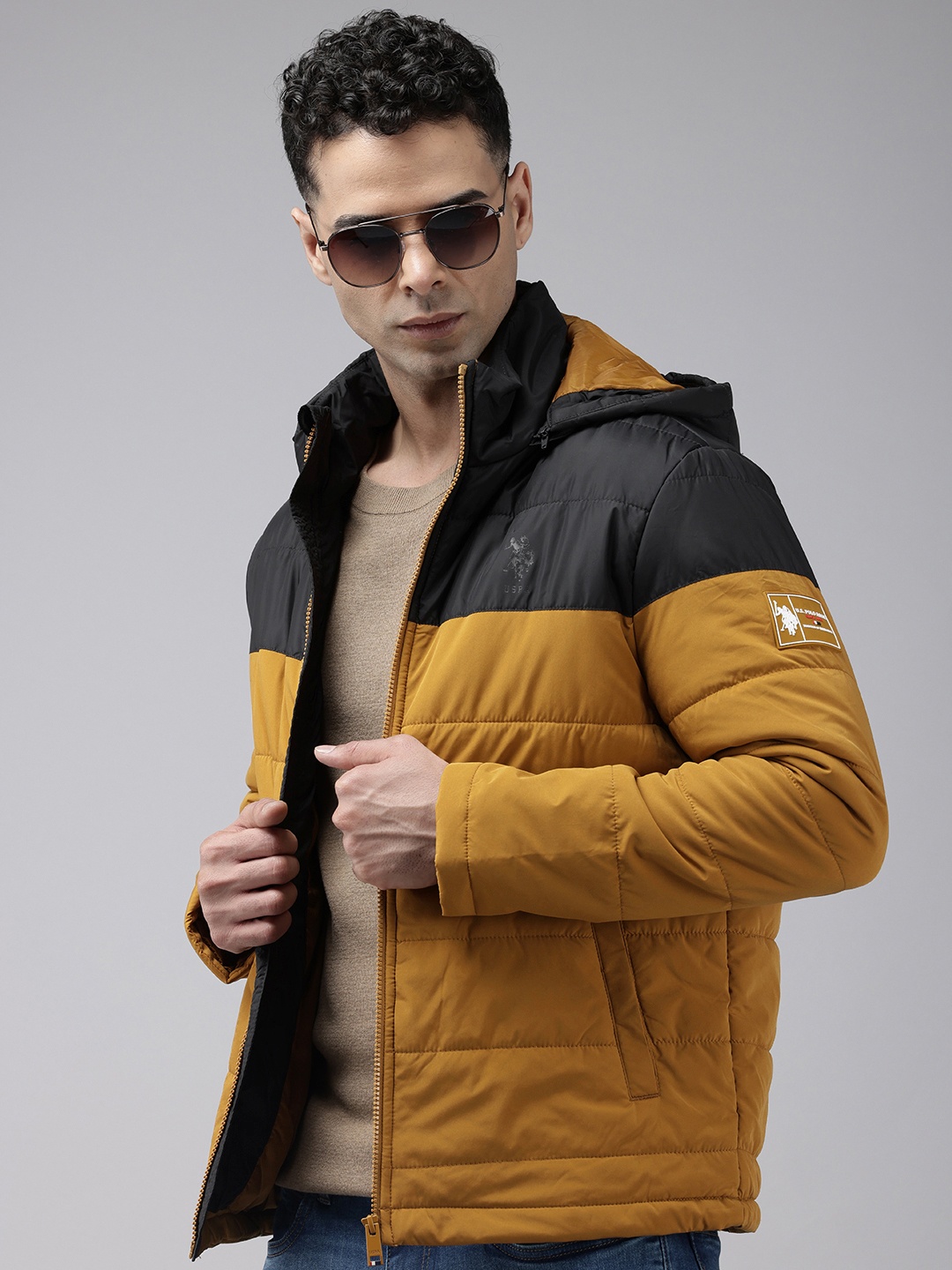

U.S. Polo Assn. Colourblocked Hooded Puffer Jacket, Black