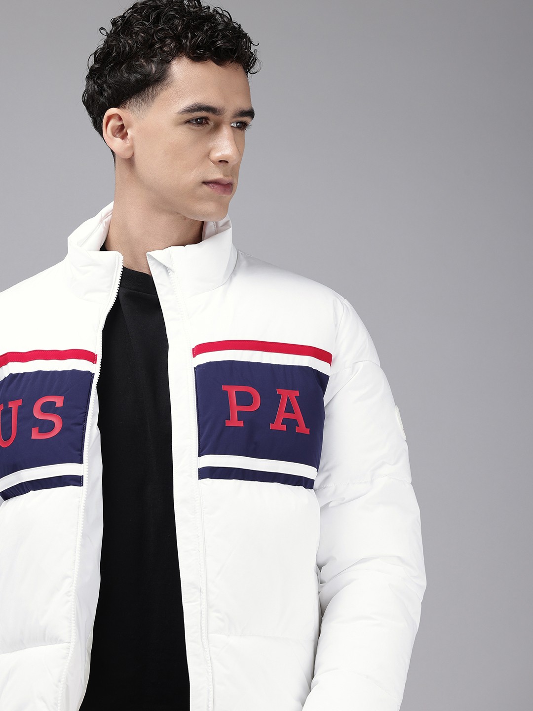 

U.S. Polo Assn. Brand Logo Puffer Jacket, White
