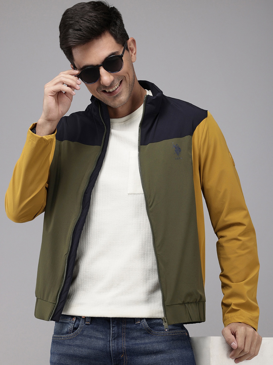 

U.S. Polo Assn. Colourblocked Bomber Jacket, Olive