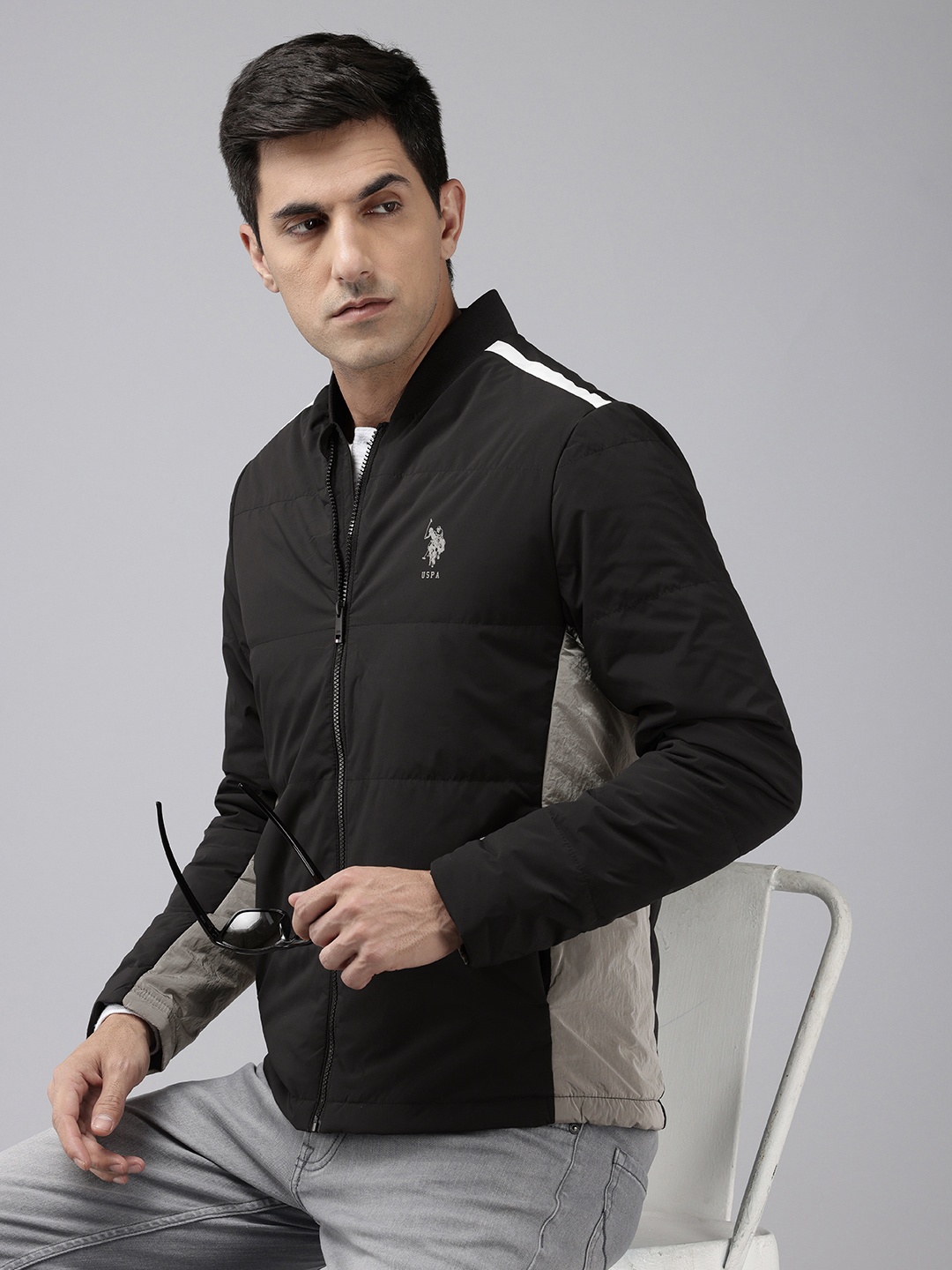 

U.S. Polo Assn. Colourblocked Padded Jacket, Black