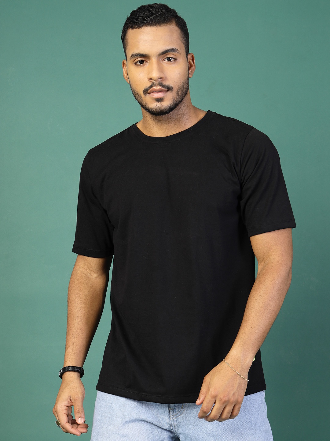 

Rigo Graphic Printed Round Neck Oversized T-shirt, Black