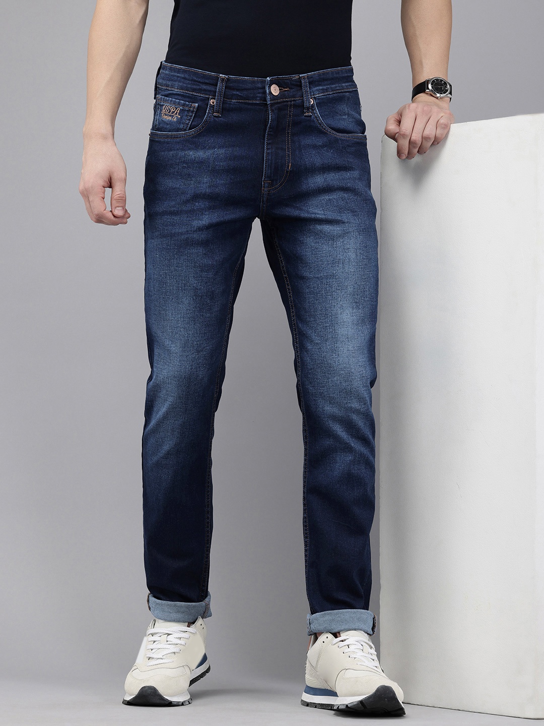 

U.S. Polo Assn. Denim Co. Men Brandon Slim Tapered Light Fade Stretchable Jeans, Blue