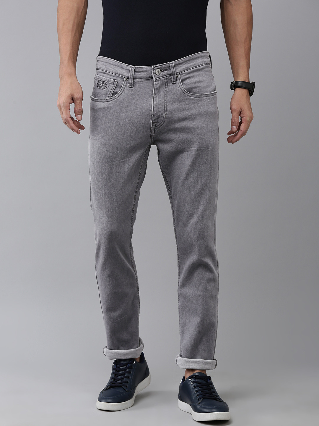 

U.S. Polo Assn. Denim Co. Men Brandon Slim Tapered Fit Stretchable Jeans, Grey