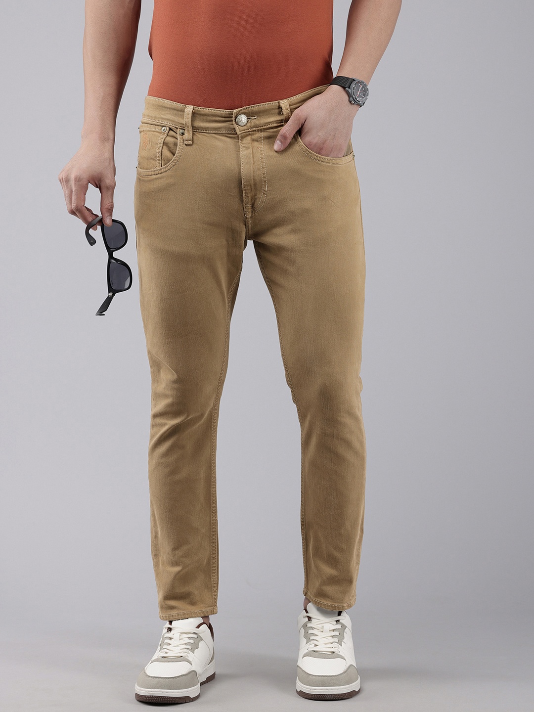 

U.S. Polo Assn. Denim Co. Men Henry Tapered Cropped Fit Stretchable Jeans, Khaki