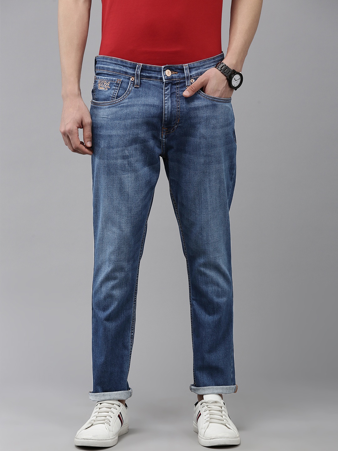 

U.S. Polo Assn. Denim Co. Men Henry Tapered Fit Light Fade Stretchable Jeans, Blue