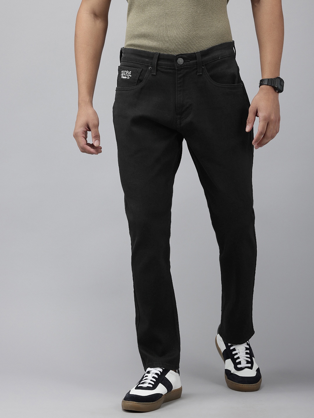 

U.S. Polo Assn. Denim Co. Men Henry Tapered Fit Cropped Stretchable Jeans, Black