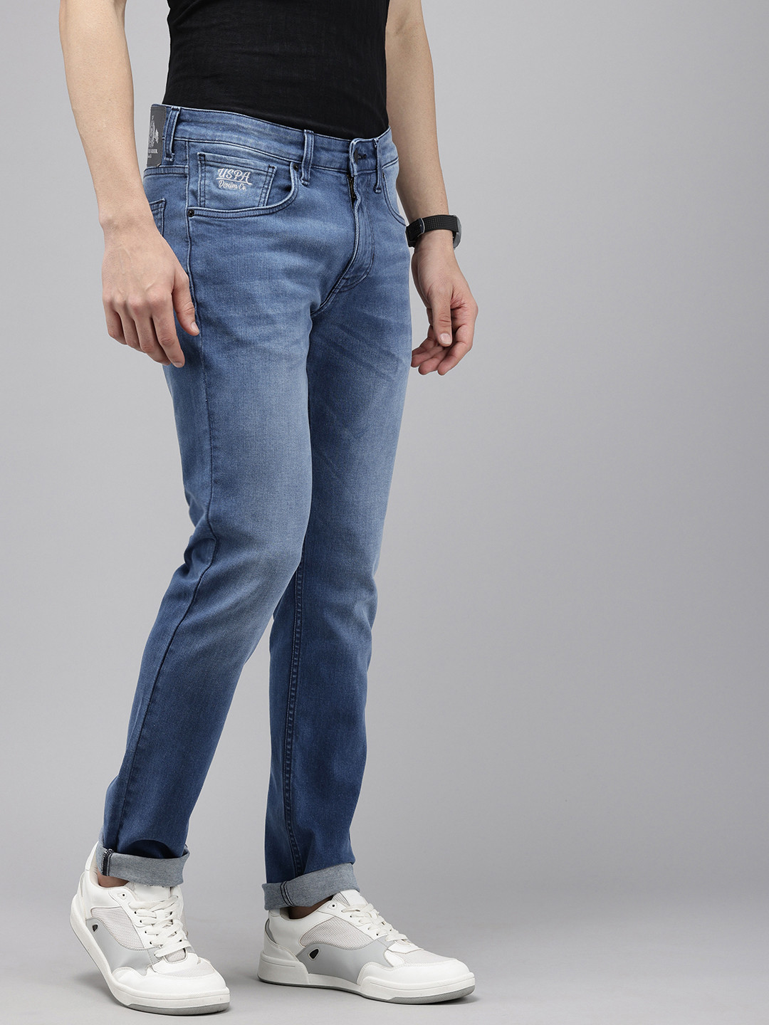 

U.S. Polo Assn. Denim Co. Men Brandon Slim Tapered Fit Light Fade Stretchable Jeans, Blue