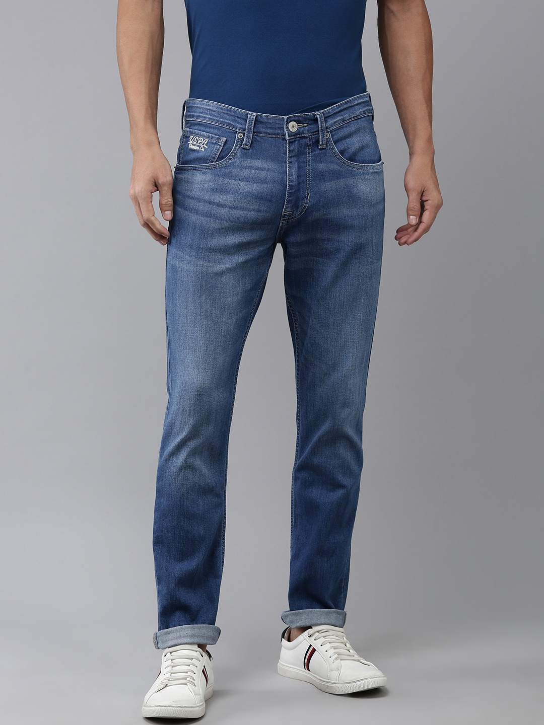 

U.S. Polo Assn. Denim Co. Men Brandon Slim Tapered Fit Heavy Fade Stretchable Jeans, Blue