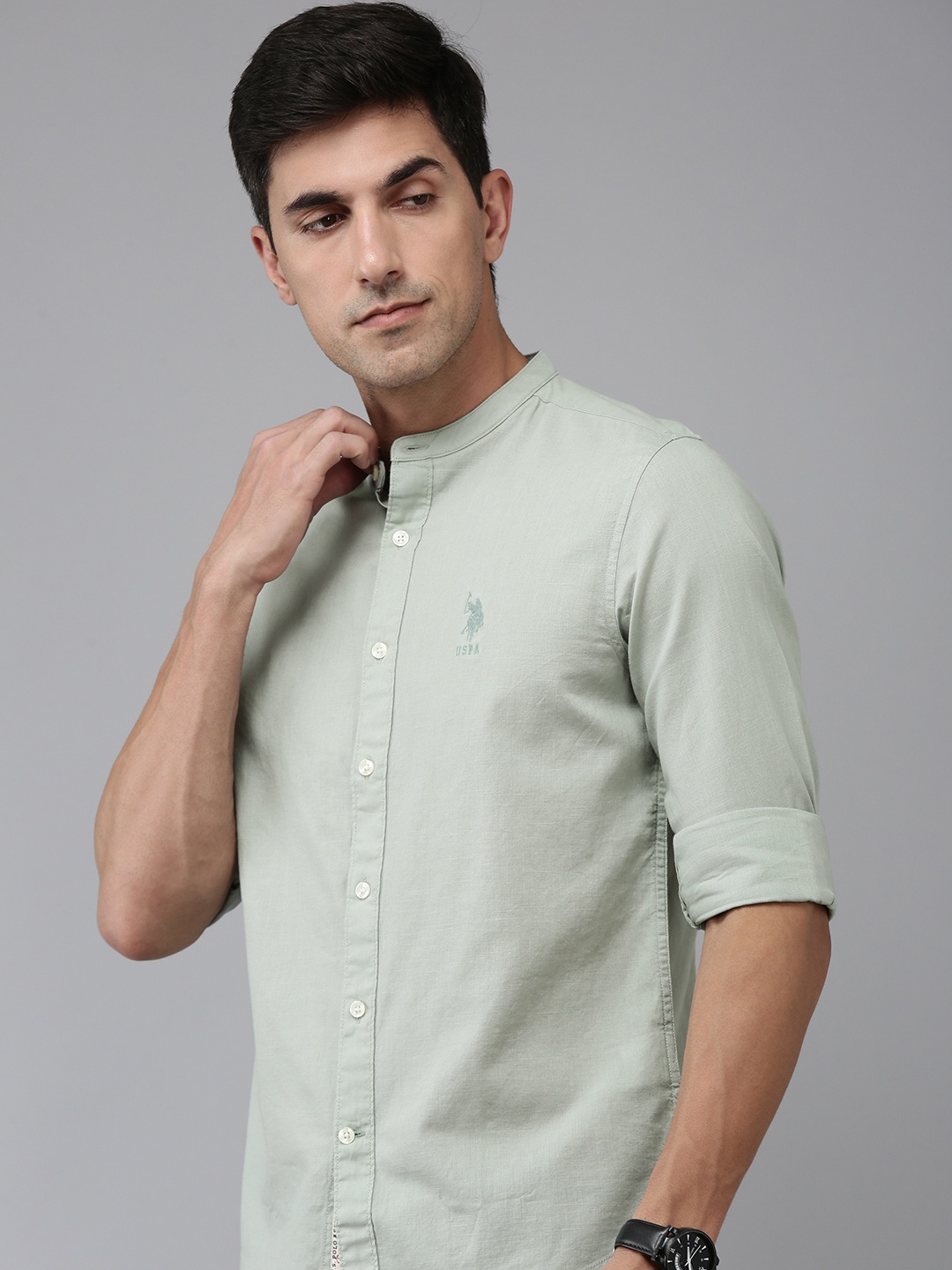 

U.S. Polo Assn. Denim Co. Pure Cotton Slim Fit Casual Shirt, Green