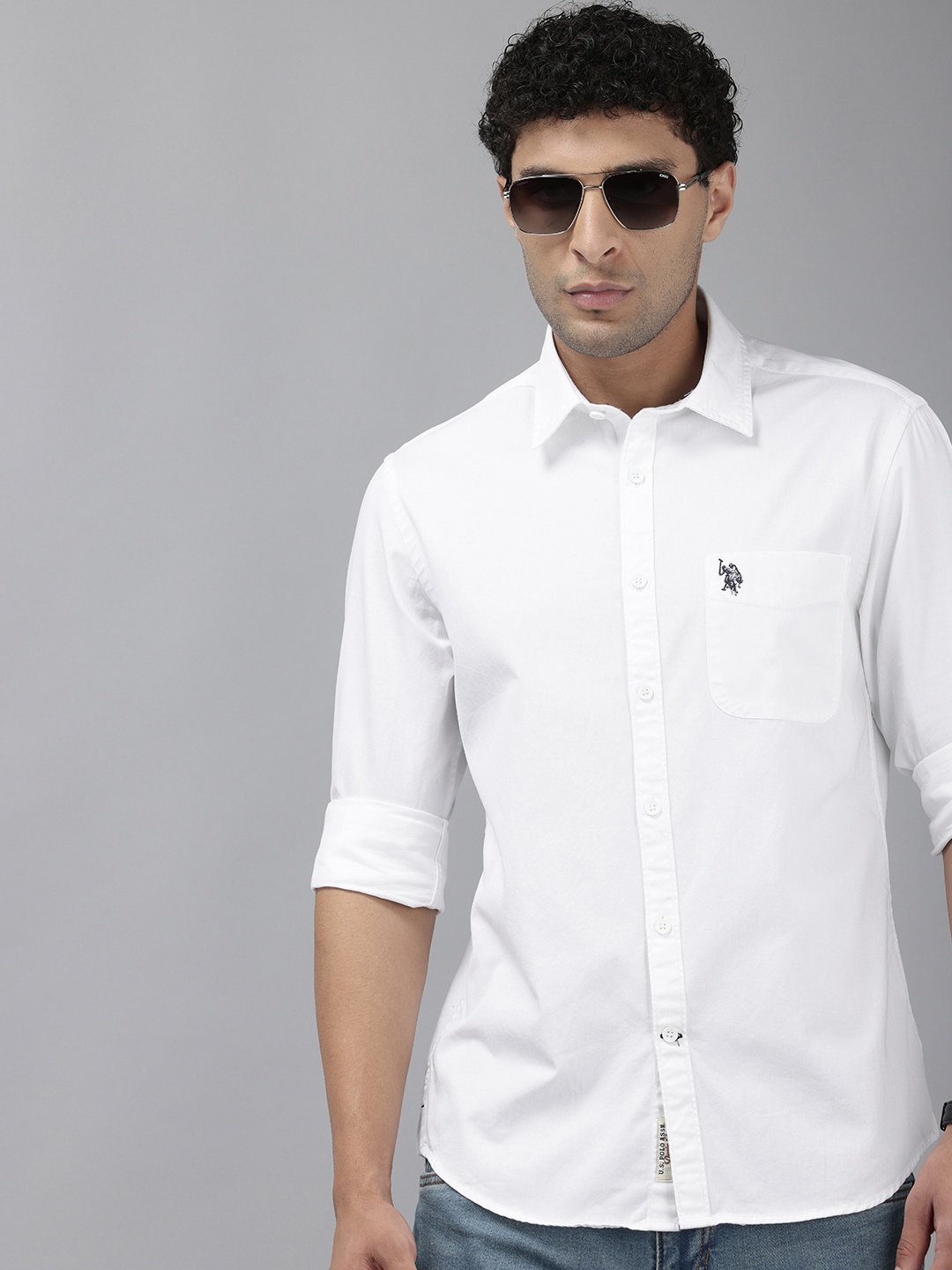 

U.S. Polo Assn. Denim Co. Pure Cotton Slim Fit Casual Shirt, White