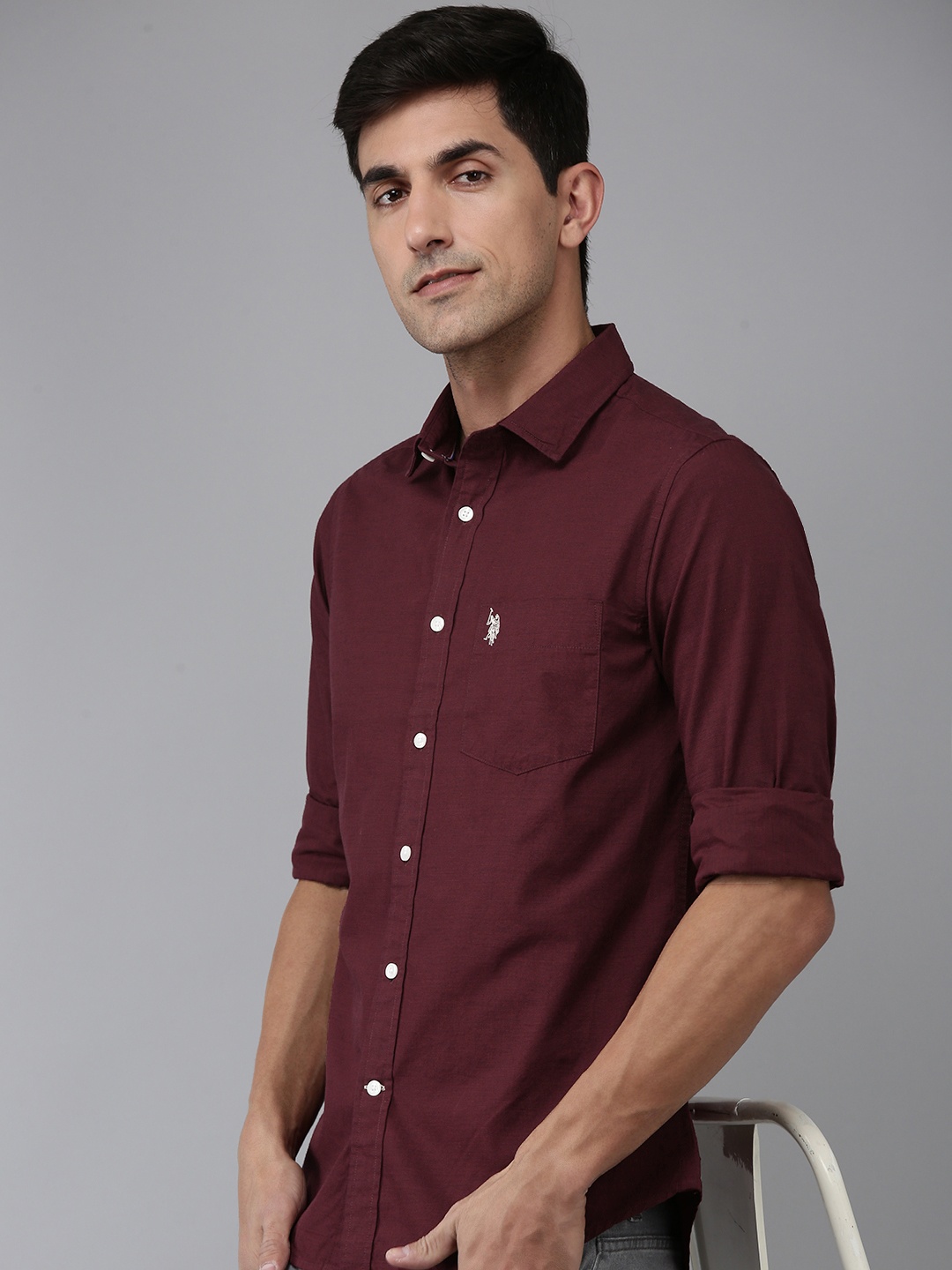 

U.S. Polo Assn. Tailored Fit Pure Cotton Casual Shirt, Maroon