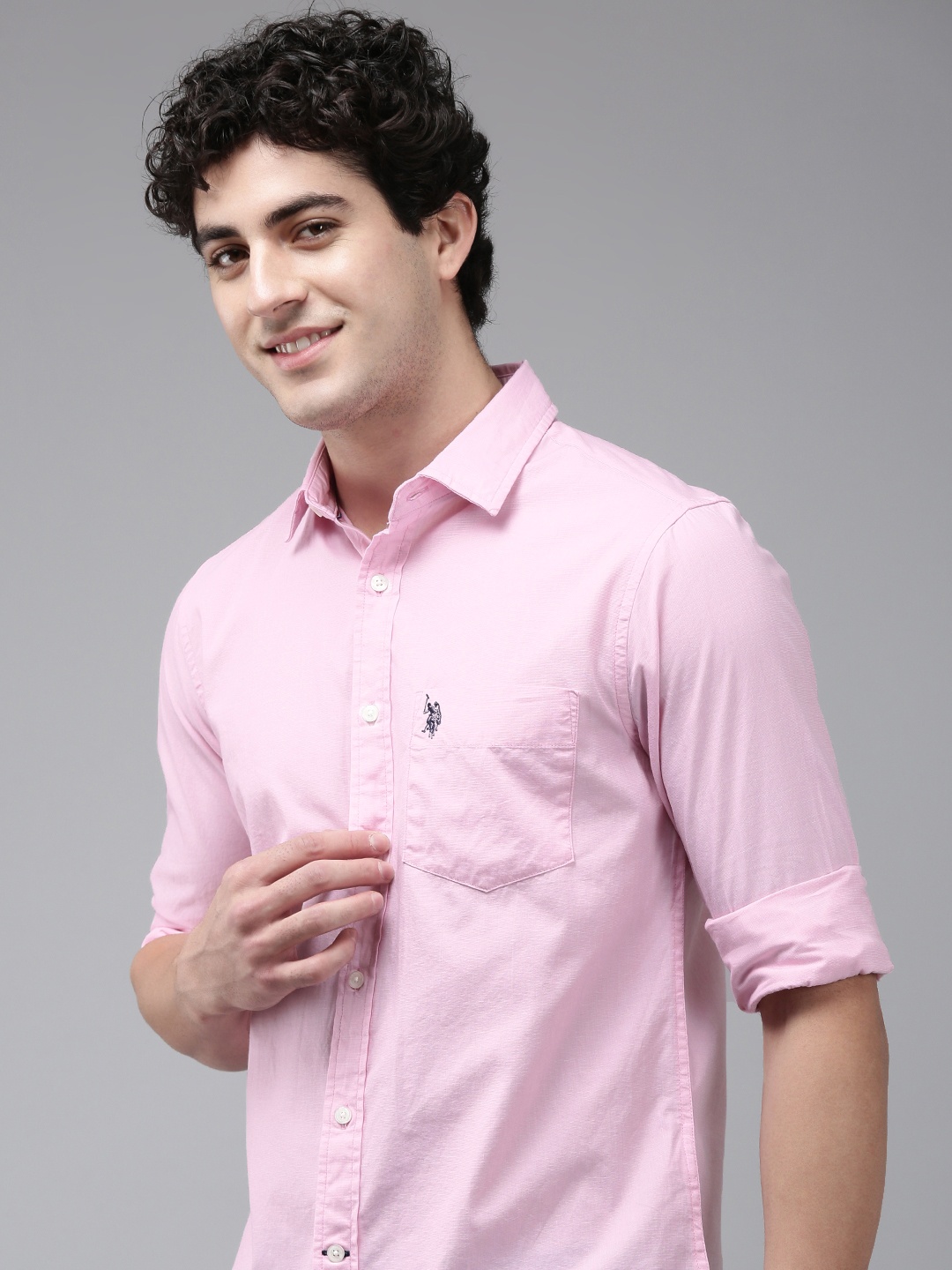 

U.S. Polo Assn. Tailored Fit Pure Cotton Casual Shirt, Pink