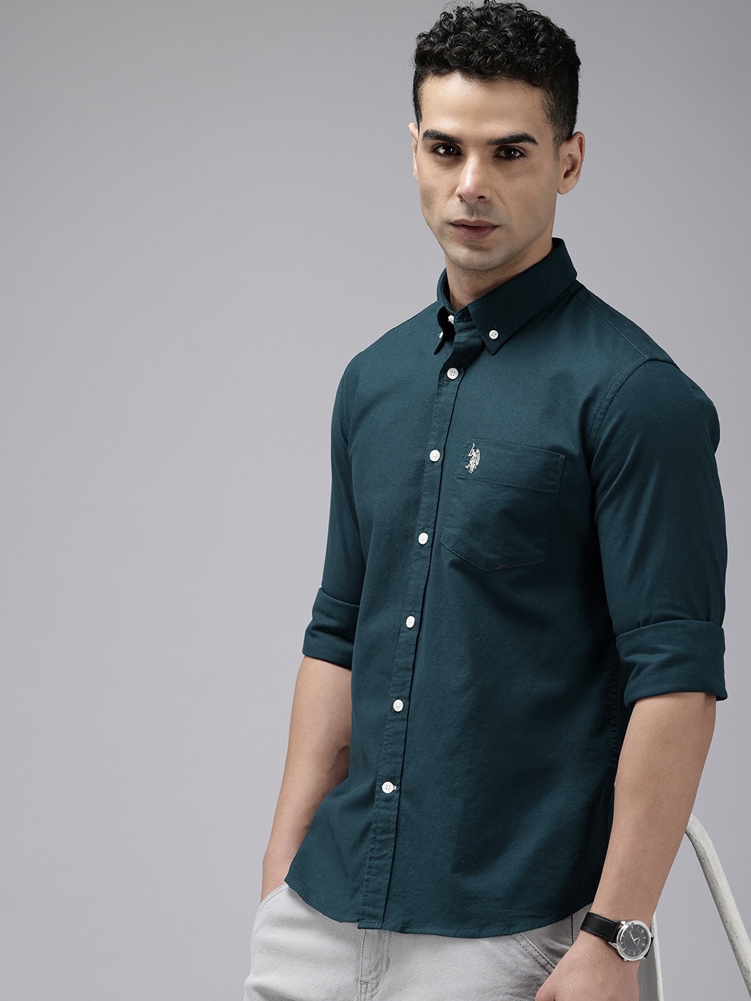 

U.S. Polo Assn. Tailored Fit Button-Down Collar Casual Shirt, Teal