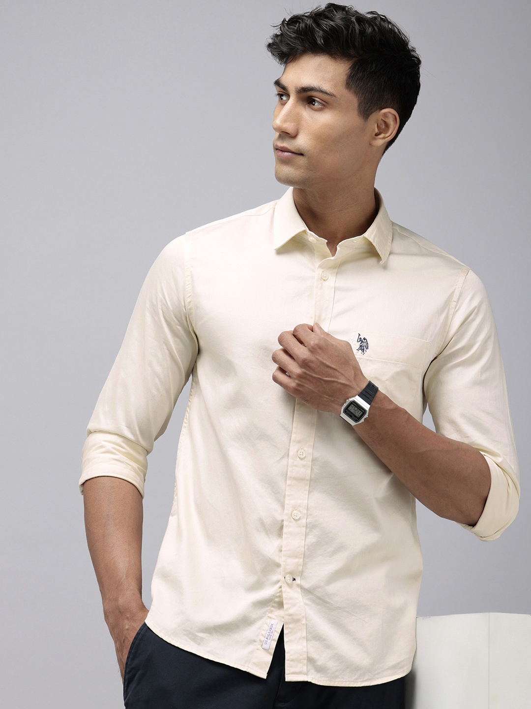 

U.S. Polo Assn. Tailored Fit Pure Cotton Casual Shirt, Cream