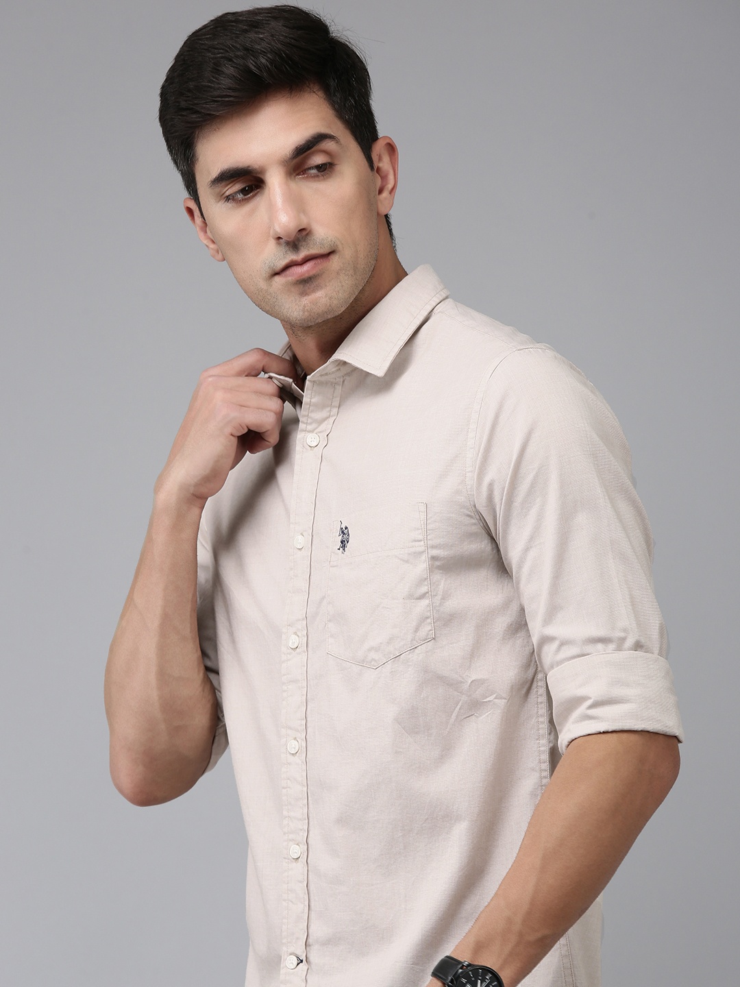 

U.S. Polo Assn. Tailored Fit Pure Cotton Casual Shirt, Beige