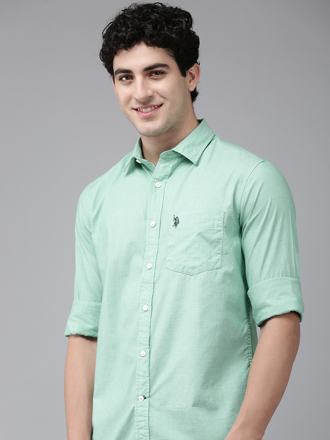 

U.S. Polo Assn. Tailored Fit Pure Cotton Casual Shirt, Green