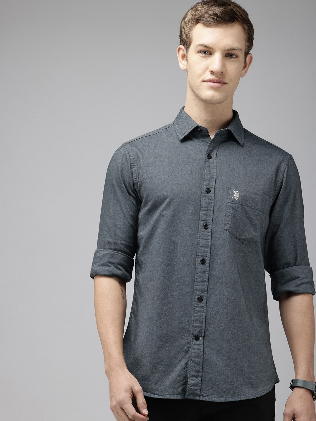 

U.S. Polo Assn. Pure Cotton Tailored Fit Casual Shirt, Grey