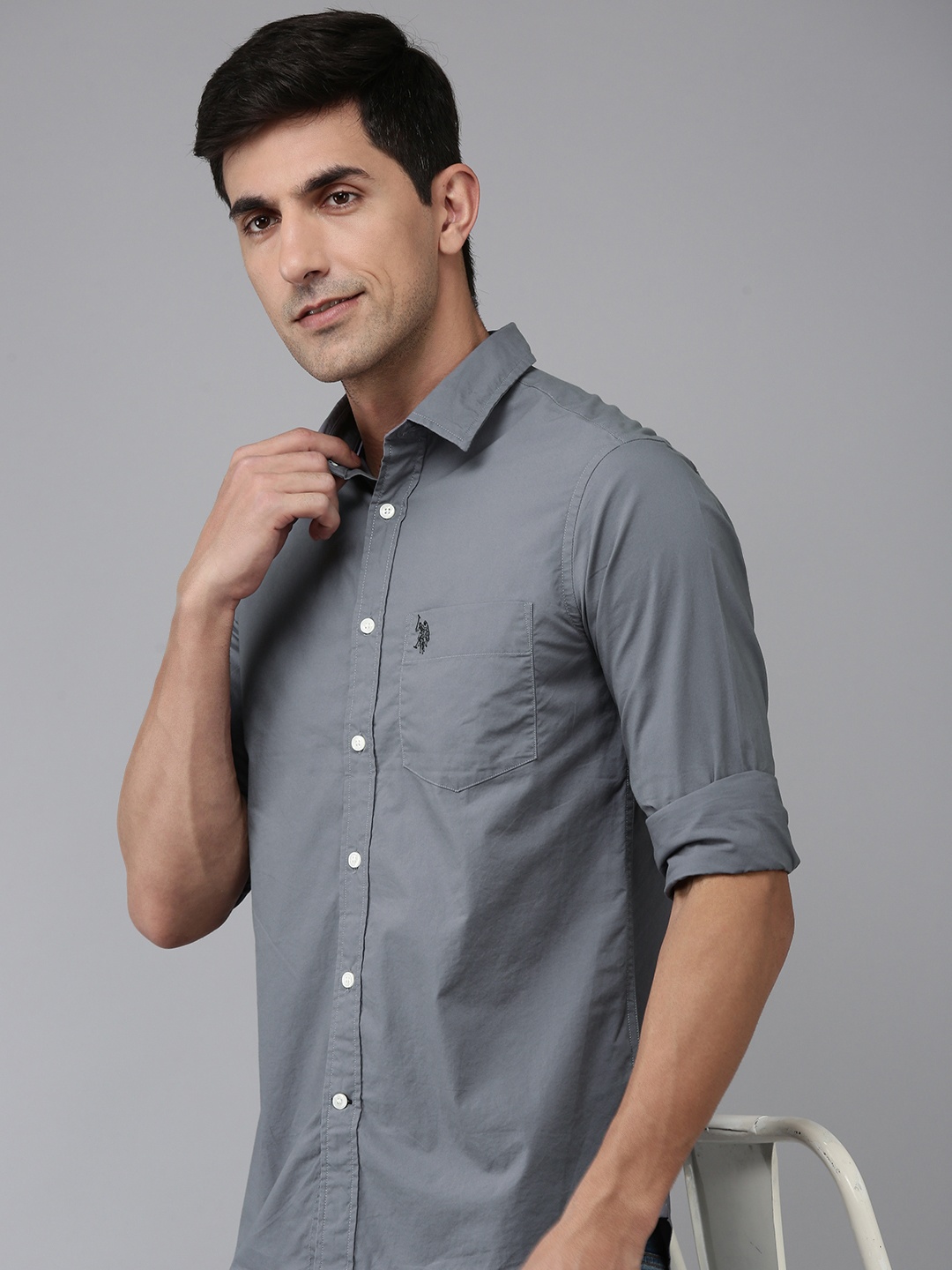 

U.S. Polo Assn. Tailored Fit Pure Cotton Casual Shirt, Grey