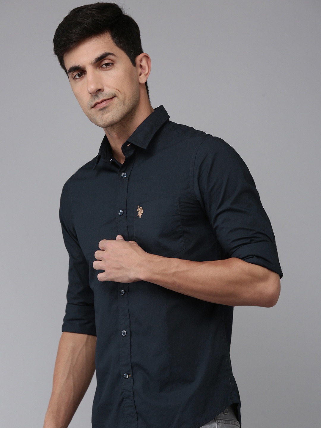 

U.S. Polo Assn. Tailored Fit Pure Cotton Casual Shirt, Navy blue