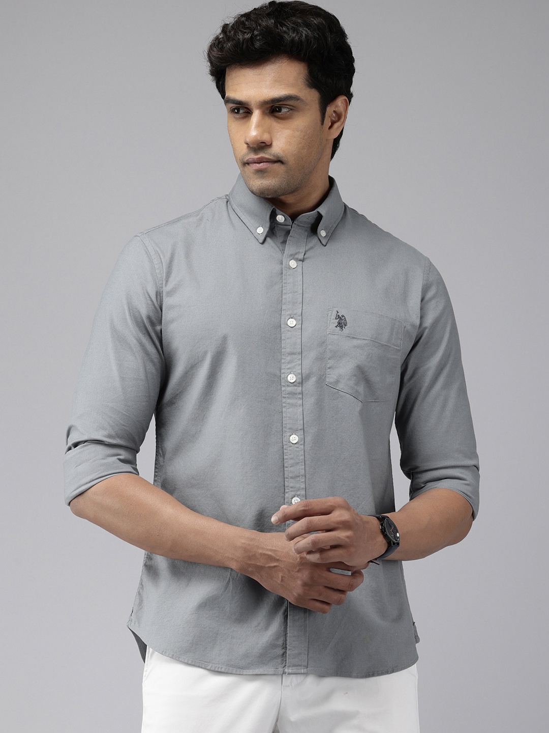 

U.S. Polo Assn. Tailored Fit Opaque Casual Shirt, Grey