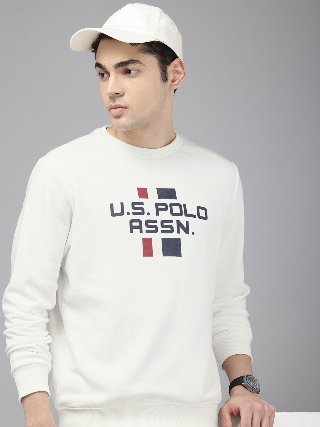 

U.S. Polo Assn. Denim Co. Brand Logo Printed Sweatshirt, White