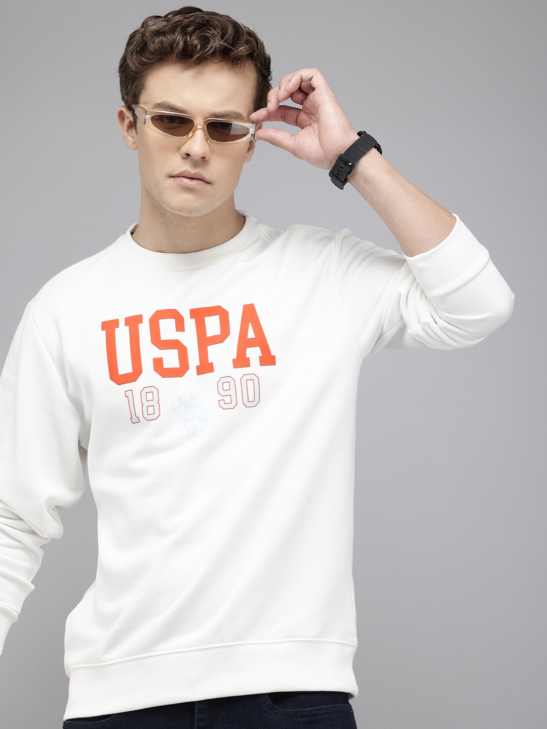U.S. Polo Assn. Denim Co. Brand Logo Printed Sweatshirt, White
