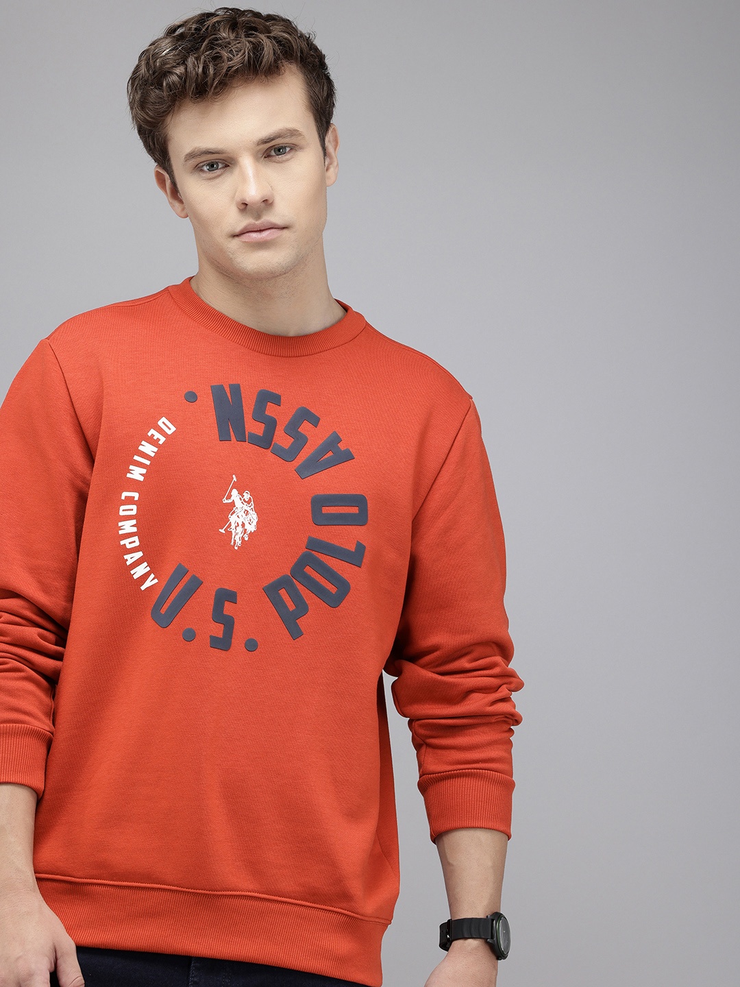 

U.S. Polo Assn. Denim Co. Brand Logo Printed Sweatshirt, Orange