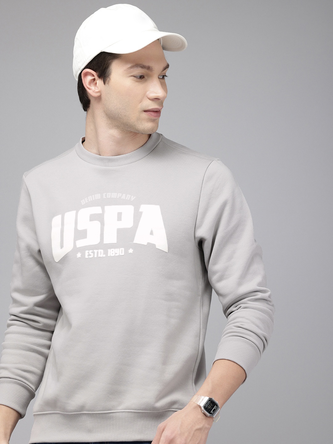 

U.S. Polo Assn. Denim Co. Brand Logo Printed Sweatshirt, Grey