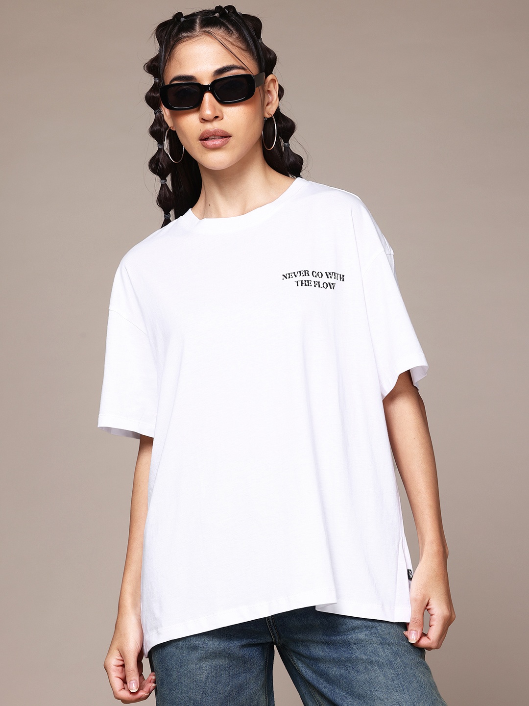 

The Roadster Lifestyle Co. Printed Pure Cotton Oversized T-shirt, White