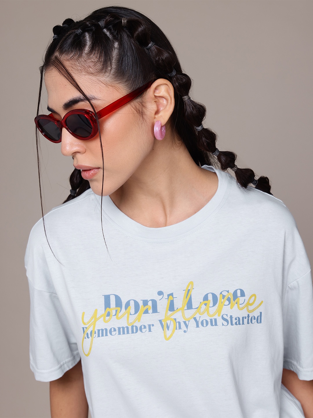 

The Roadster Lifestyle Co. Typography Printed Pure Cotton Oversized T-Shirt, Blue