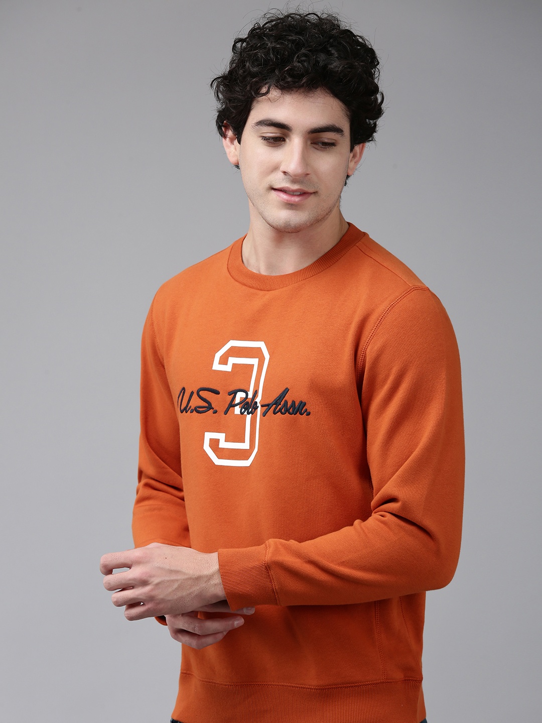 U.S. Polo Assn. Brand Logo Embroidered Sweatshirt, Rust