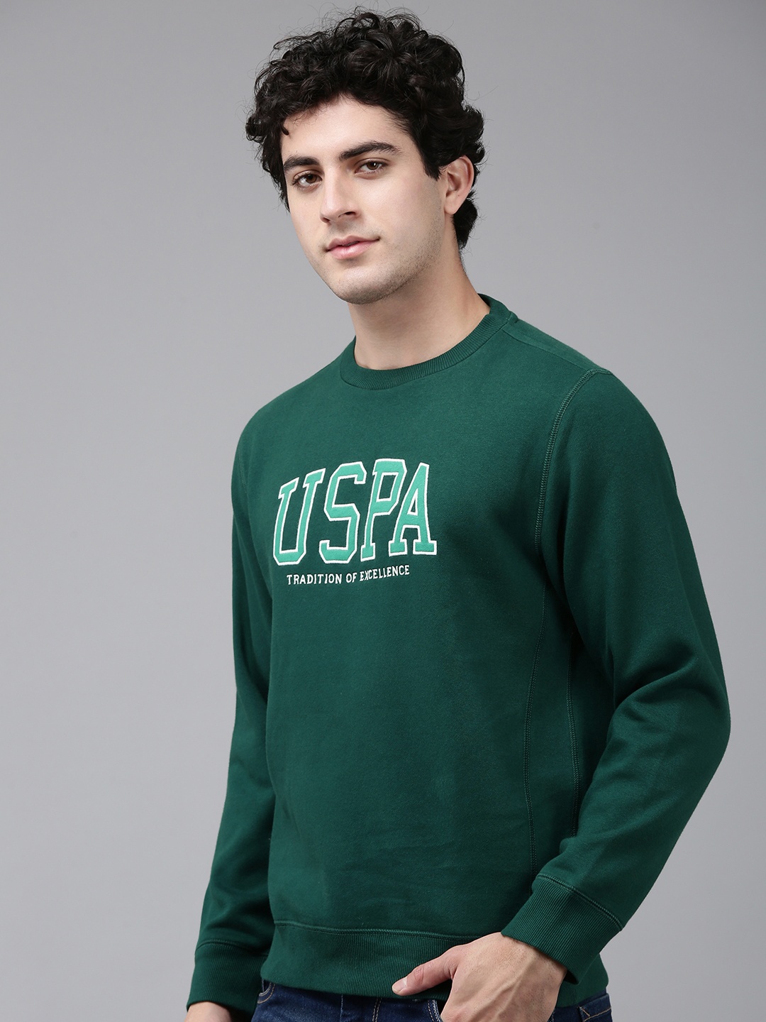 

U.S. Polo Assn. Brand Logo Embroidered Sweatshirt, Green