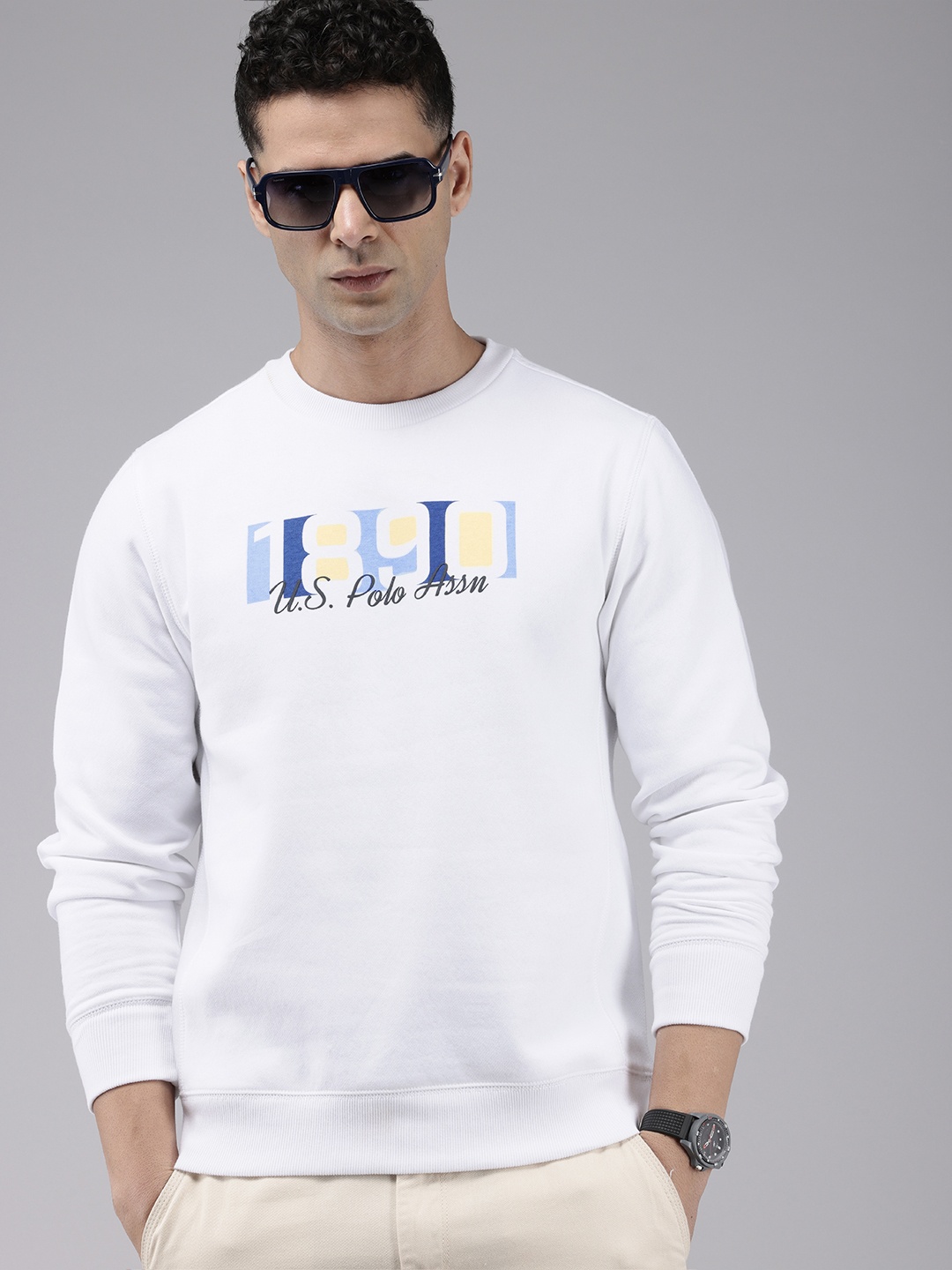 

U.S. Polo Assn. Brand Logo Printed Sweatshirt, White