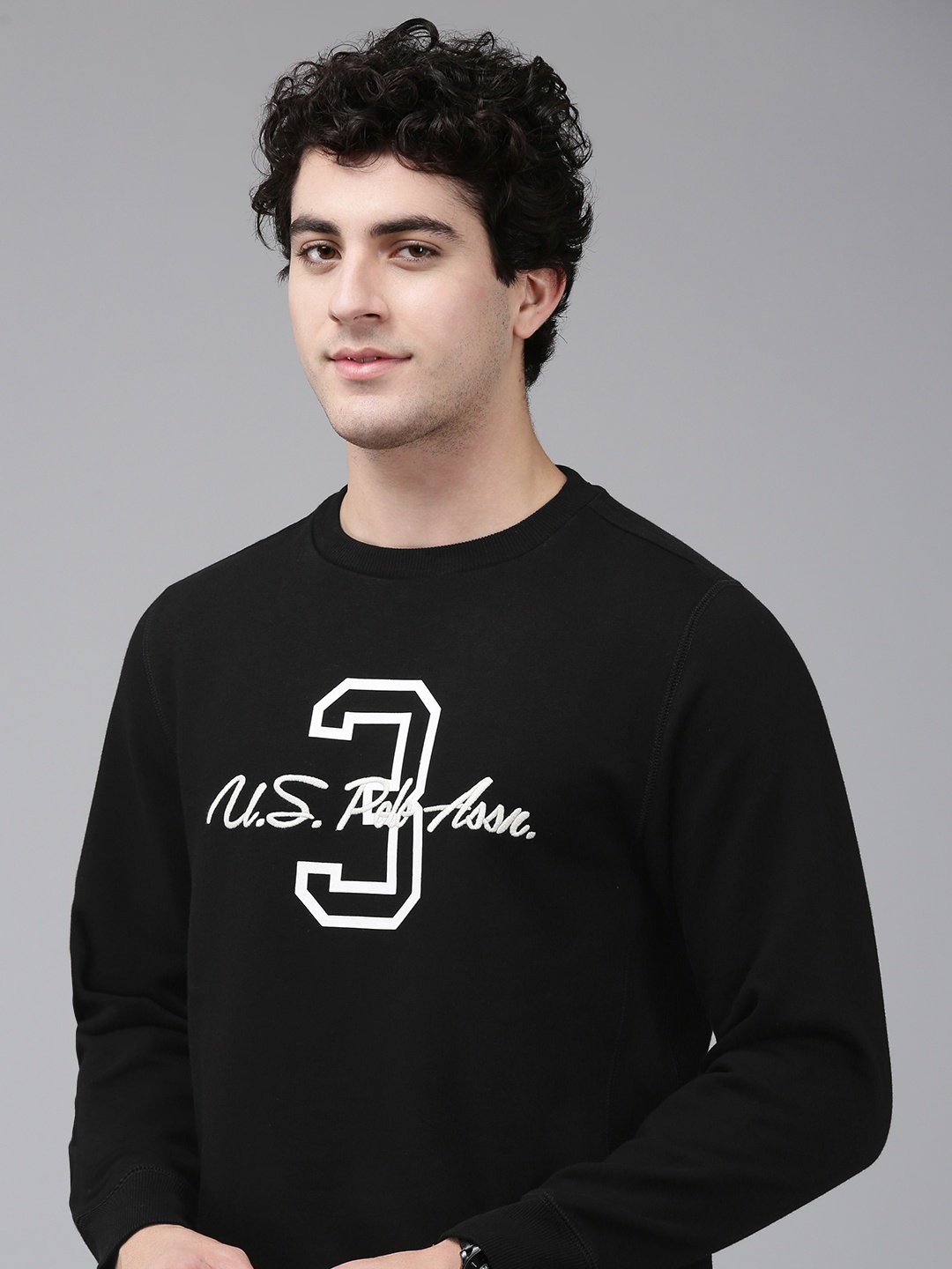 U.S. Polo Assn. Brand Logo Embroidered Sweatshirt, Black