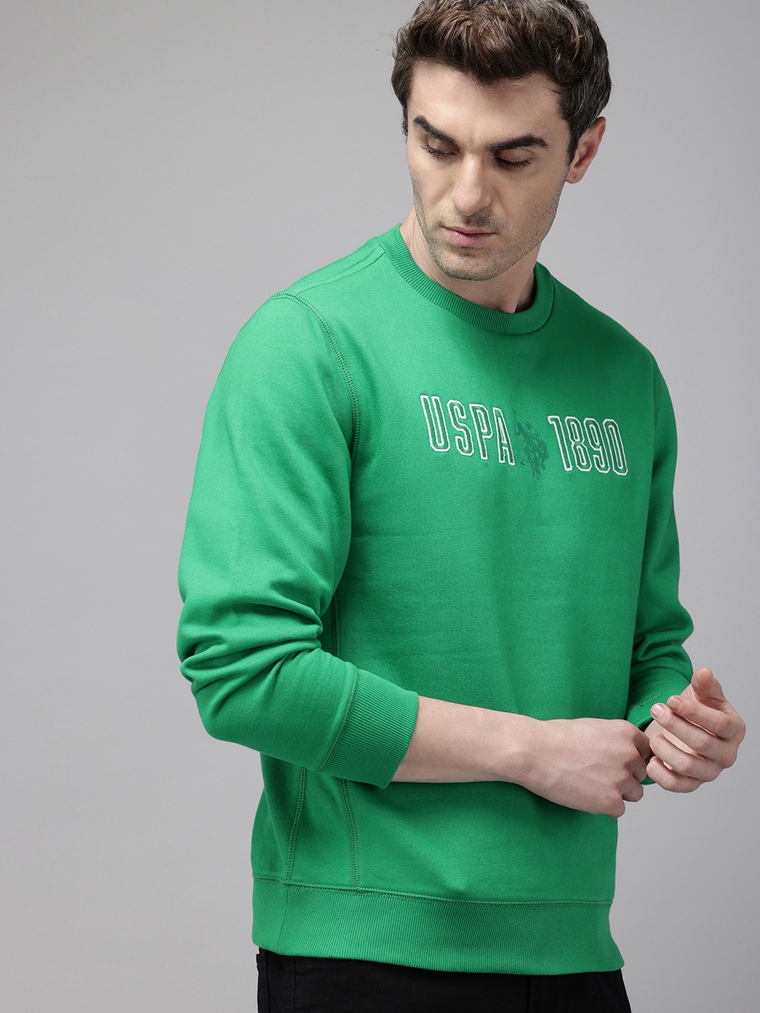 

U.S. Polo Assn. Brand Logo Embroidered Sweatshirt, Green