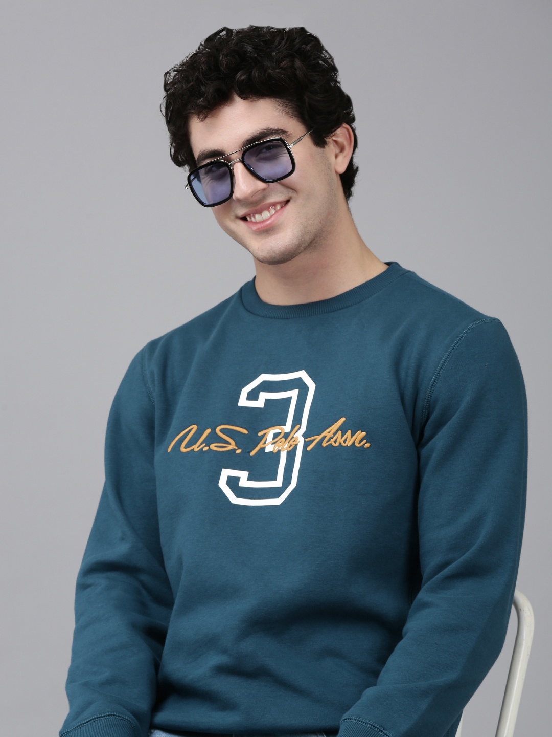 

U.S. Polo Assn. Brand Logo Embroidered Sweatshirt, Teal