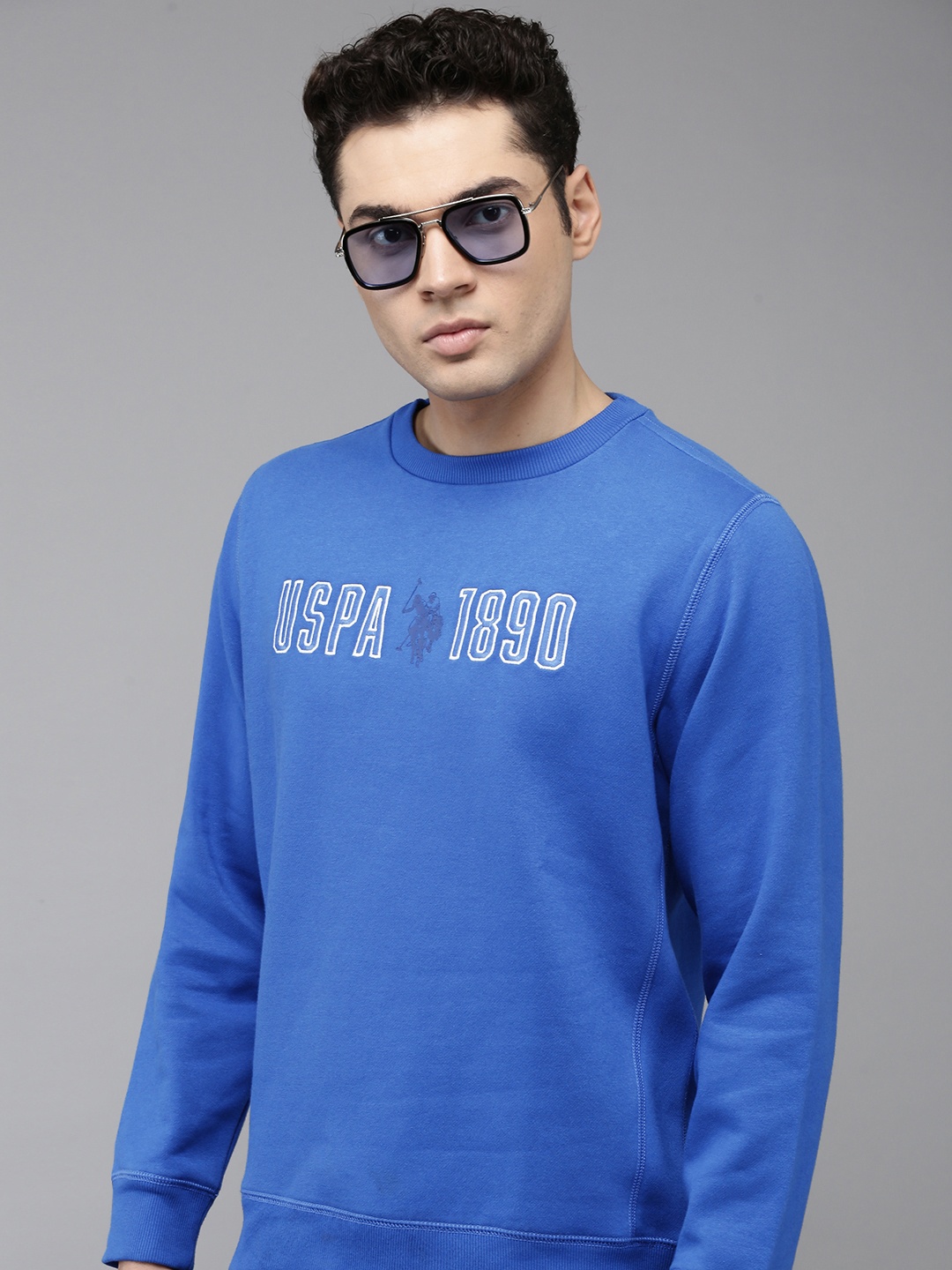 U.S. Polo Assn. Brand Logo Embroidered Sweatshirt, Blue