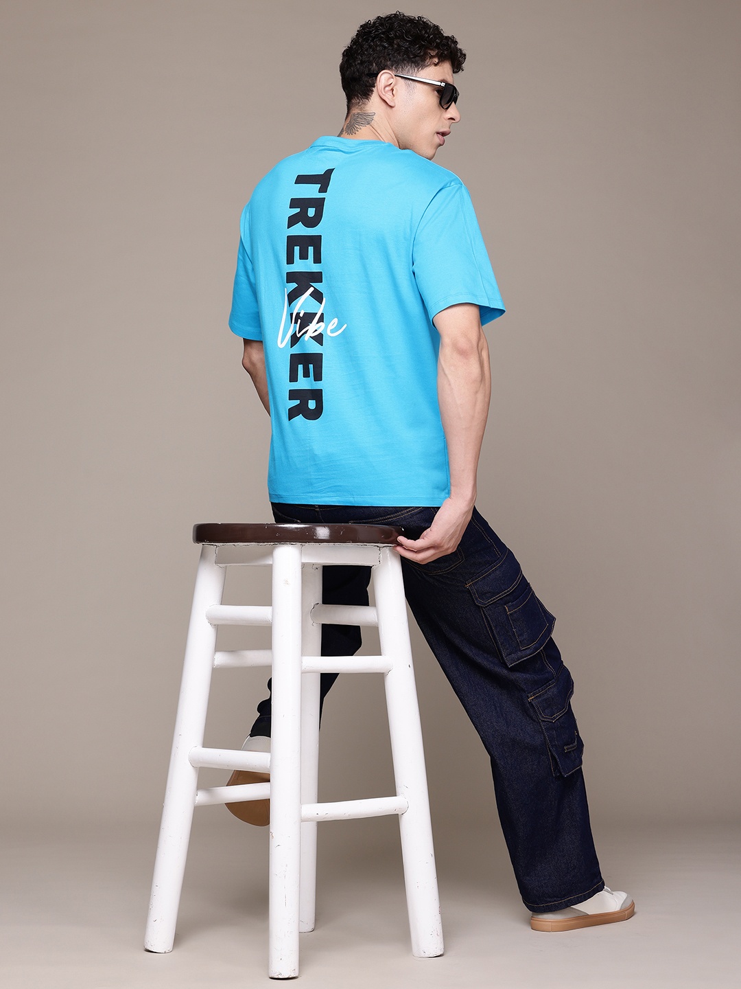 

The Roadster Lifestyle Co. Men Printed Relaxed Fit Pure Cotton T-shirt, Blue