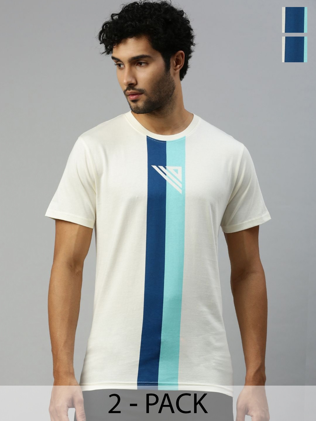 

Ramraj Men Pack Of 2 Striped Round Neck Cotton T-Shirts, White