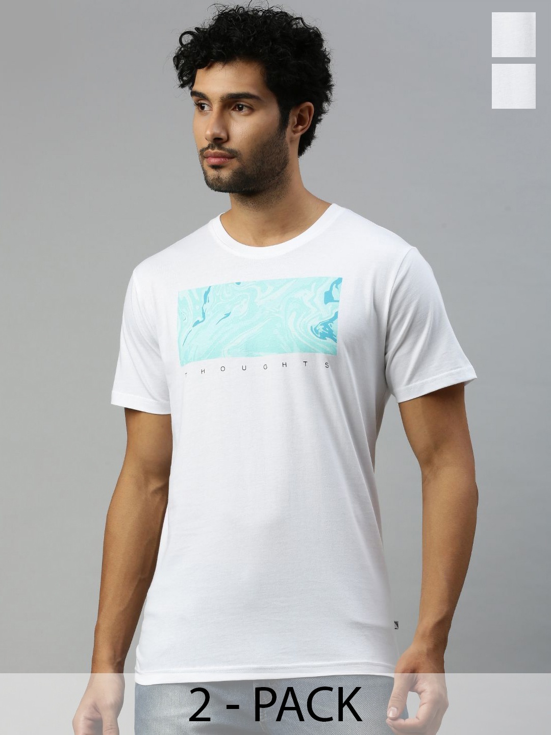 

Ramraj Men Pack Of 2 Graphic Printed Round Neck Cotton T-Shirts, Blue
