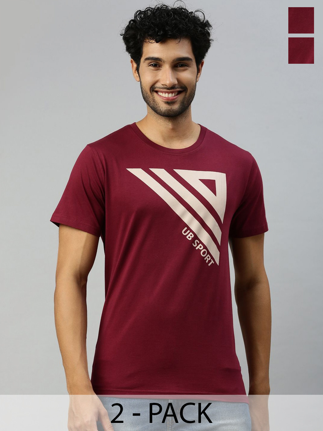 

Ramraj Men Pack Of 2 Graphic Printed Round Neck Cotton T-Shirts, Maroon