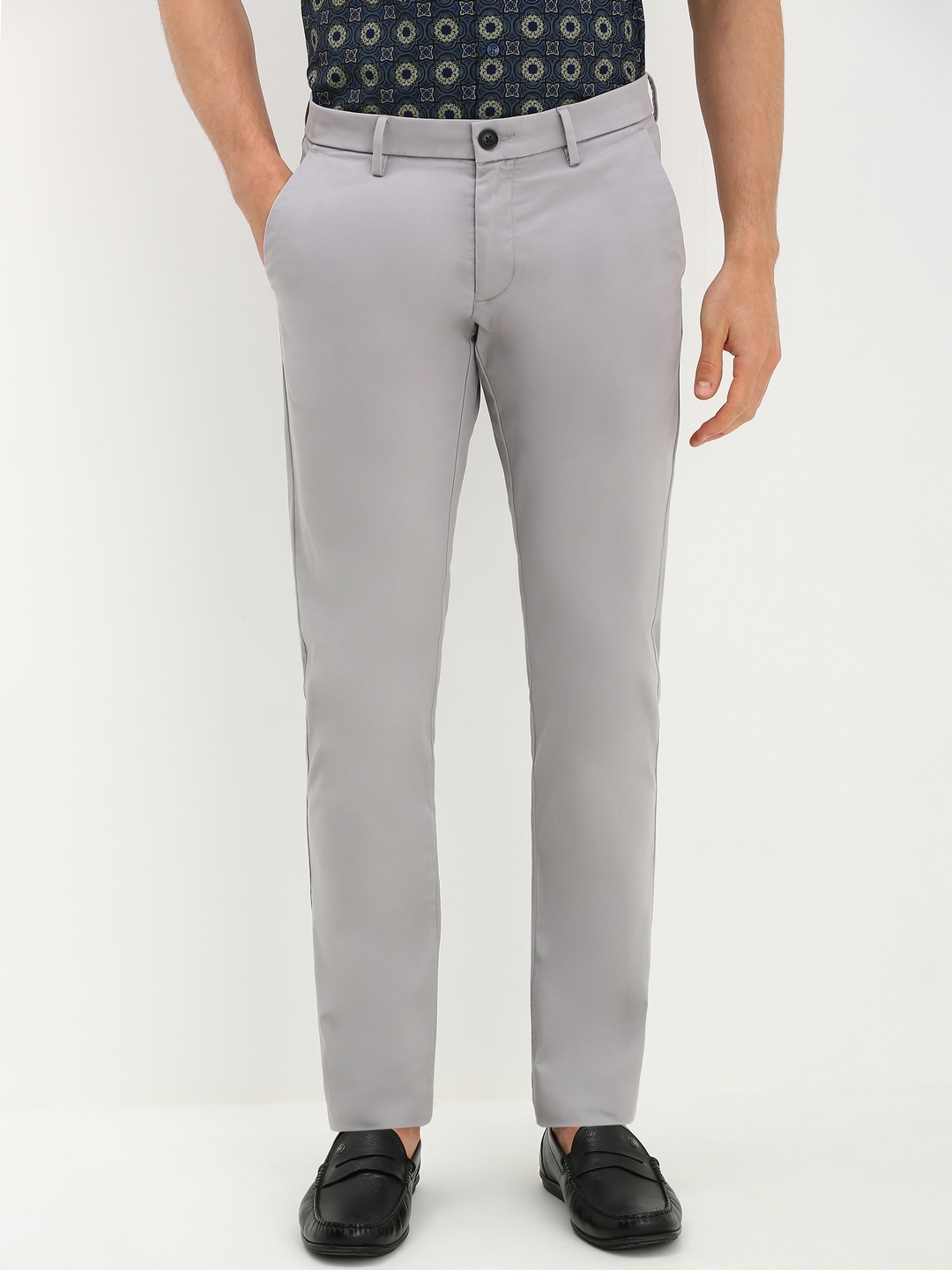 

Allen Solly Men Slim Fit Smart Casual Chinos Trousers, Grey