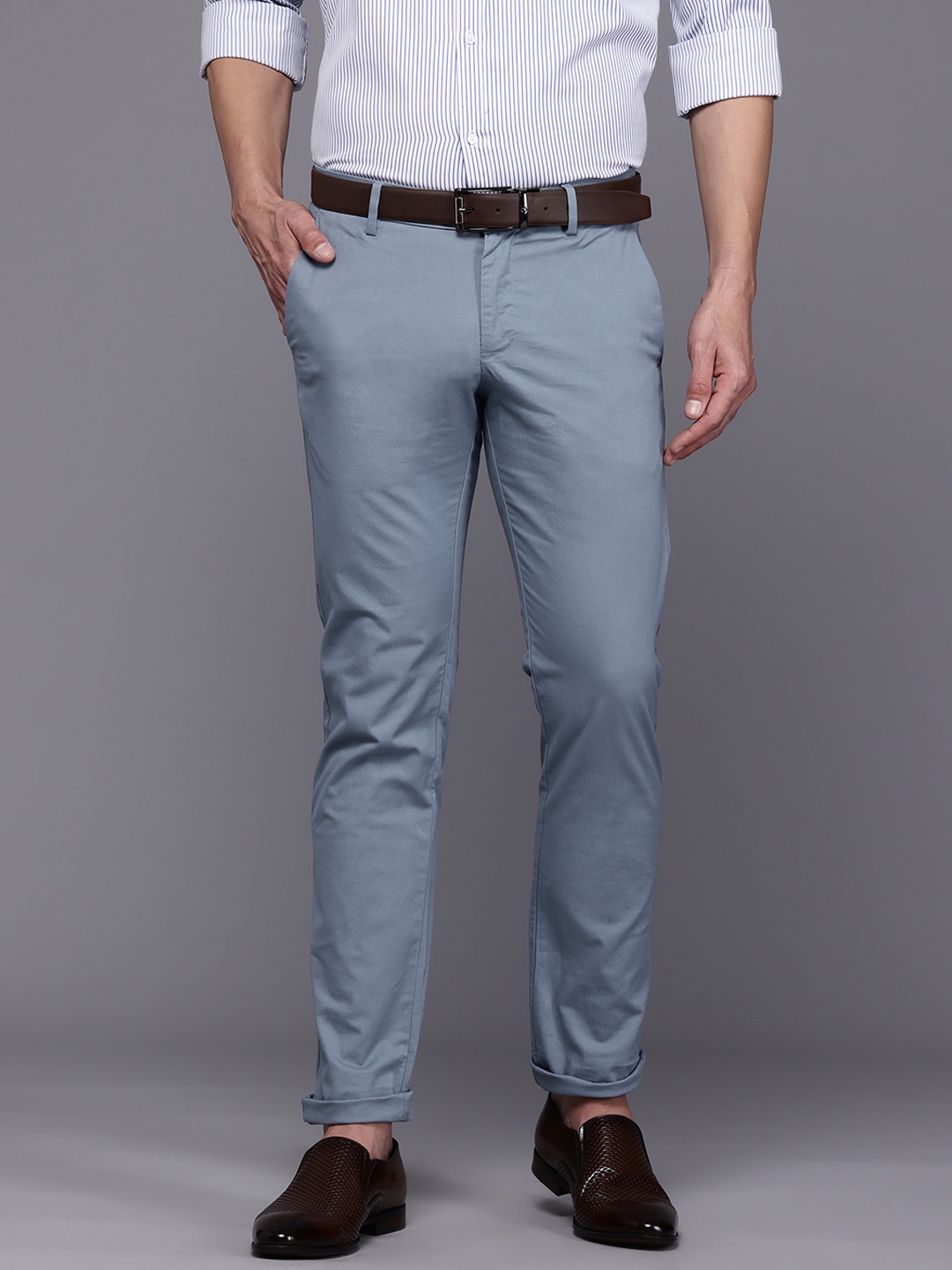

Allen Solly Men Smart Slim Fit Chinos, Blue