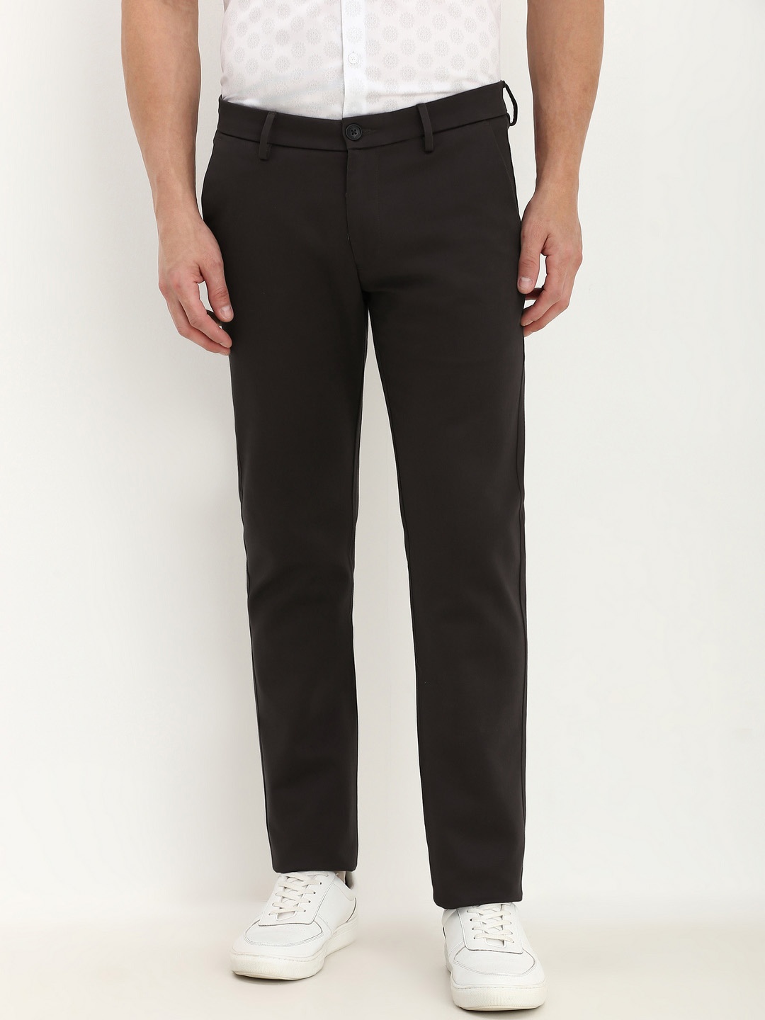 

Allen Solly Men Slim Fit Smart Casual Chinos Trousers, Charcoal