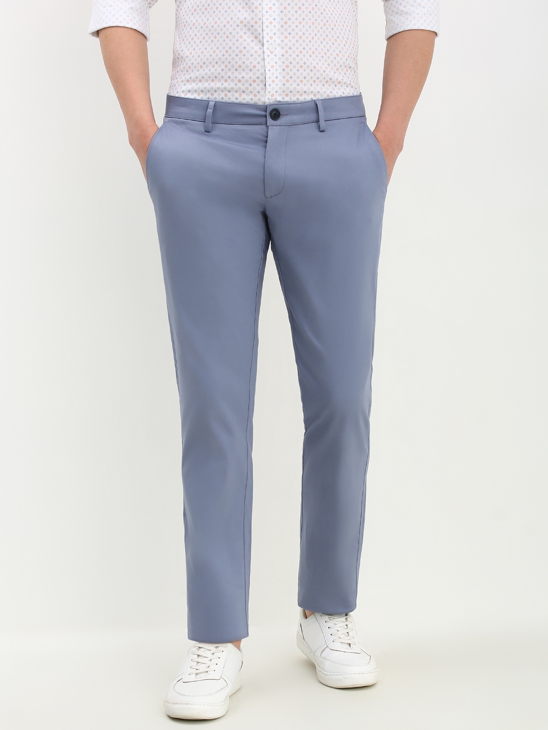 

Allen Solly Men Slim Fit Smart Casual Chinos Trousers, Blue