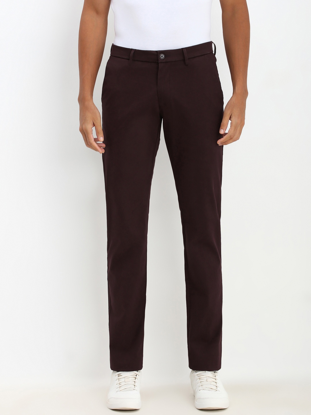 

Allen Solly Men Slim Fit Smart Casual Chinos Trousers, Burgundy