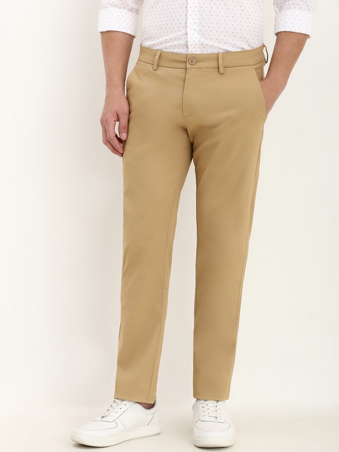 

Allen Solly Men Slim Fit Smart Casual Chinos Trousers, Khaki