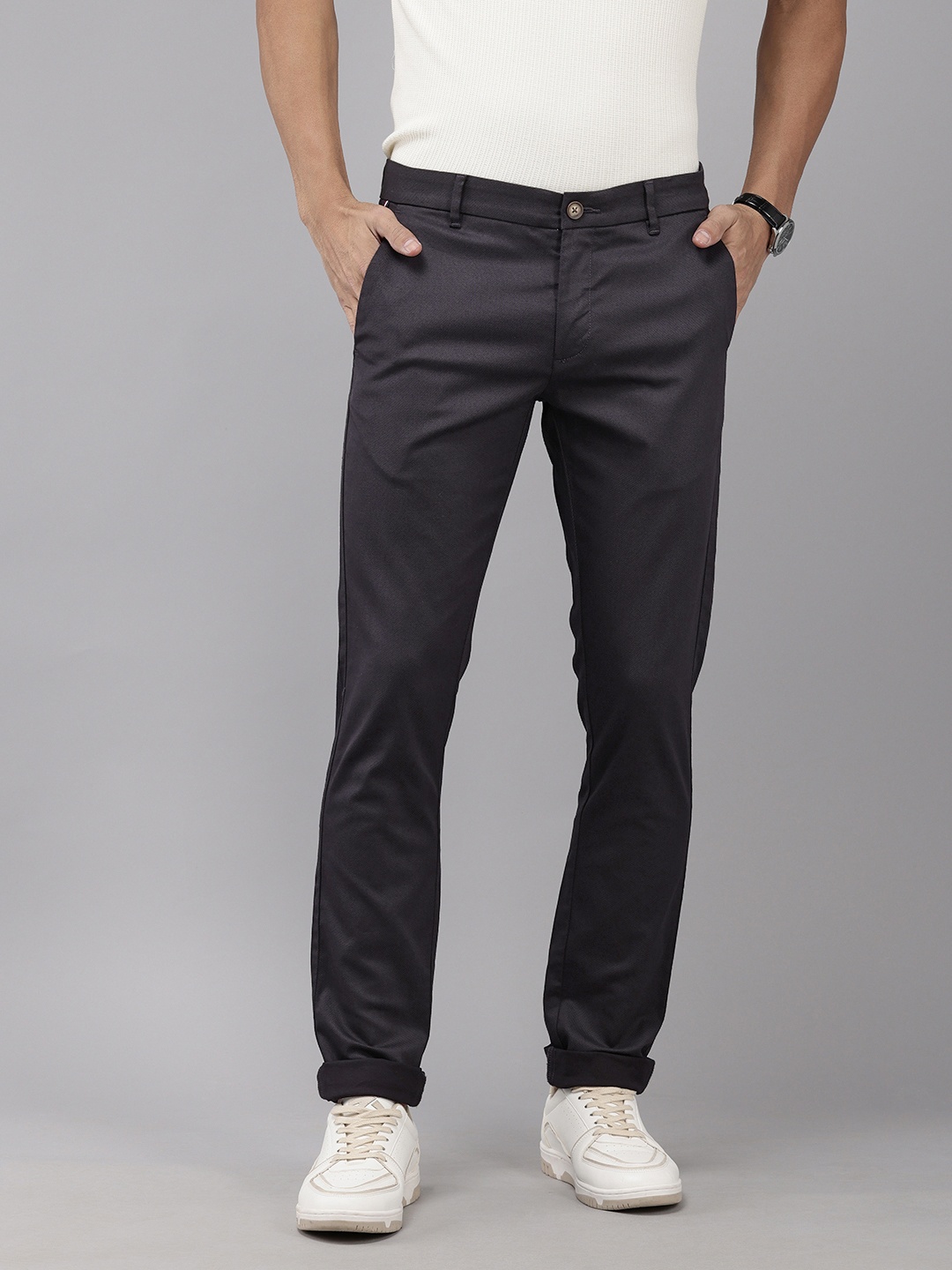 

U.S. Polo Assn. Men Micro Ditsy Printed Denver Slim Fit Trousers, Charcoal